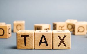 tax time written on wooden blocks