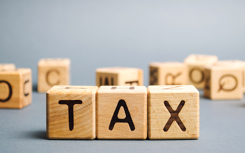 tax time written on wooden blocks